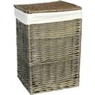Cotton Lined Wicker Square Laundry Basket