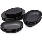 Black Dinnerware Set with 4x 25cm Plates, 4x 35cm Plates, 4 x 25cm Bowls and 4x 30cm Bowls - Caviar