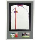 3D + Double Aperture Mounted Sports Shirt Display Frame with Gloss White Frame and Silver Mount 61 x 91.5cm