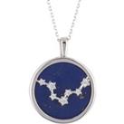 Zodiac Lapis Lazuli Gemstone Star Constellation Pendant Necklace Silver Pisces