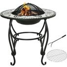 3-in-1 Outdoor Fire Pit, Garden Table with BBQ Grill Screen Cover