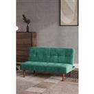 2-Seater Small Green Convertible Sofa with Wooden Legs Padded Sofa Bed for Kids
