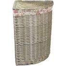 Cotton Lined Antique Wash Wicker Laundry Basket