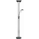 Rome Mother and Child Floor Lamp Black Chrome Opal Glass E27
