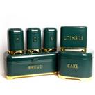 6pc Gift-Boxed Hunter Green Kitchen Set with Tea, Coffee & Sugar Canisters, Utensil Store, Cake Tin and Bread Bin