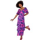 Floral Puff Sleeve Tiered Maxi Dress