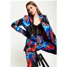 Abstract Print Blazer In Black, Red And Blue