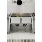 Stainless Steel Commercial Kitchen Sink 2 Compartment