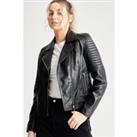 Quilted Ribbed Sleeve Biker
