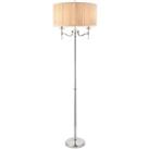 Stanford 2 Light Floor Lamp Polished Nickel Plate with Beige Shade E14