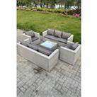Light Grey Outdoor PE Rattan Garden Furniture Set Wicker Sofa Set Square Coffee Table