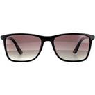 Rectangle Shiny Black Smoke Gradient Polarized SPL972 Sunglasses