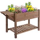 Wooden Raised Plant Stand Tall Flower Bed with Shelf 123 x 54 x 74cm