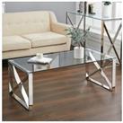Modern Tempered Glass End Table with Chrome Base Rectangle Sofa Dining Table
