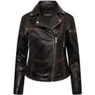 Petite Washed Leather Biker Jacket