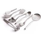 8pc Stainless Steel Utensil Set with Slotted Spoon, Turner, Cooking Spoon, Ladle, Pasta Server, Strainer, Whisk & Fish Slice