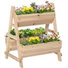 Raised Garden Bed Wood Planter Box with Stand for Vegetables Flowers