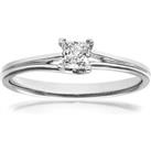 18ct White Gold Princess 1/4ct Diamond L-Shape Solitaire Ring - PR0AXL915718KW