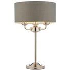 Highclere Base & Shade Table Lamp Bright Nickel Plate Charcoal Fabric