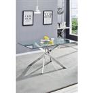 70cmD Stylish Tempered Glass Coffee Table Rectangular Dining Table with Chrome Cross Legs