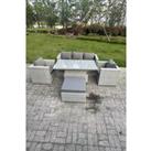 Rattan Garden Funiture Set Adjustable Rising Lifting Table Sofa Dining Set With 2 Arm Chair