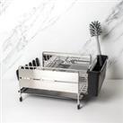 2pc Deluxe Kitchen Tool Set including Stainless Steel Dish Drainer with Removable Drip Tray and Anti