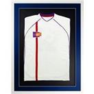 3D Mounted Sports Shirt Display Frame with Gloss White Frame and Blue Mount 60 x 80cm