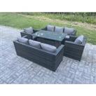 Outdoor Lounge Sofa Rattan Garden Furniture Set Patio Armchair and Rectangular Dining Table 8 Seater