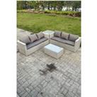 Light Grey Outdoor Rattan Garden Furniture Set Corner Sofa With 2 Coffee Table