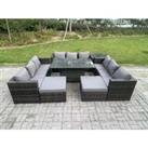 11 Seater Outdoor Rattan Garden Furniture Sofa Set Patio Adjustable Rising Lifting Dining Table Set