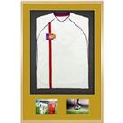 3D + Double Aperture Mounted Sports Shirt Display Frame with Oak Frame and Gold Mount 61 x 91.5cm