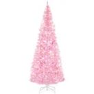 7FT Prelit Pencil Artificial Slim Christmas Tree 818 Tips LED Lights