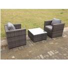 Rattan Garden Furniture Chairs Square Coffee Table Set