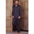 'Regimental' Malachite Cotton Satin Stripe Pyjama Set