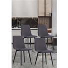Set of 4 Matte Velvet Dining Chair with Metal Legs