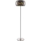 Spring 4 Light Floor Lamp Chrome Crystal with Smoked Glass Shade G9