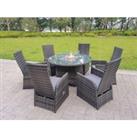 Rattan Outdoor Garden Furniture Gas Fire Pit Dining Table Gas Heater Burner Table And Chair Sets 6 Seater