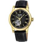 Madison OPen Heart IPYG Black Dial, Genuine Black Leather Strap Swiss Automatic Watch