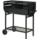 Trolley Portable Outdoor Charcoal BBQ Grill Cart 2 Rolling Wheels