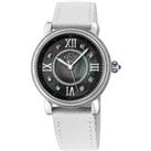 Marsala Diamond , Genuine White Saffiano Vegan Leather Strap Swiss Quartz Watch
