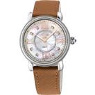 Marsala Diamond , Genuine Beige Saffiano Vegan Leather Strap Swiss Quartz Watch