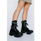 Faux Leather Chain and Studded Biker Boots
