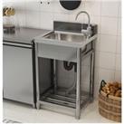 Stainless Steel Single Bowl Commercial Kitchen Sink Bottom Grids