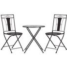 3-Piece Patio Bistro Set with Mosaic Round Table and 2 Armless Chairs