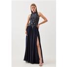 Tall Crystal Embellished Woven Halter Maxi Dress