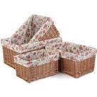 Wicker Set of 4 Double Steamed Garden Rose Willow Storage Baskets