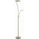 Floor Lamp Light Antique Brass & Frosted Plastic 18W LED & 6W LED