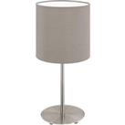 Table Desk Lamp Colour Satin Nickel Steel Shade Taupe Fabric Bulb E27 1x60W