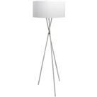 Floor Lamp Light Satin Nickel Shade White Silver Fabric Pedal Switch Bulb E27