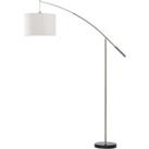 Floor Lamp Light Satin Nickel Shade White Fabric Hoop & Loop Tape Bulb E27 1x60W